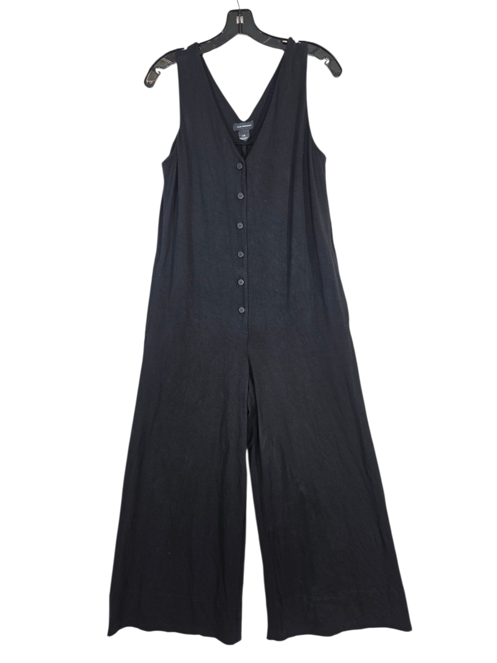 Club Monaco Black Sleeveless Button-Front Wide-Leg Jumpsuit